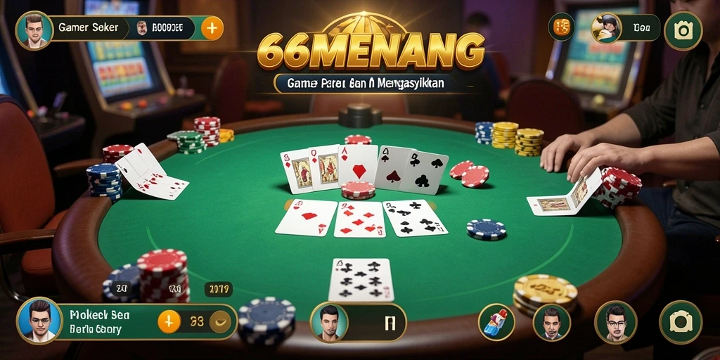 Screenshot gameplay menunjukkan aksi poker yang mendebarkan.