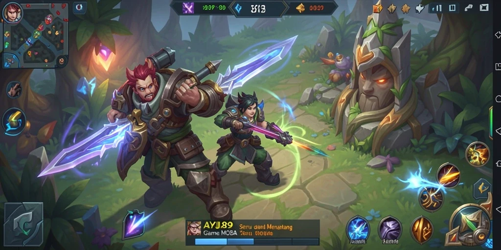 Tampilan action-packed dari permainan MOBA AYU89.