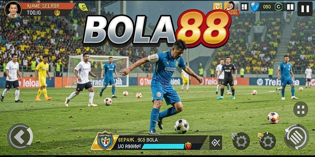 Tampilan gameplay seru di BOLA88 dengan aksi sepak bola nyata.