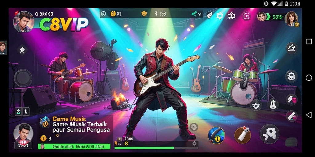 Screenshot C8VIP menampilkan gameplay yang penuh semangat dan interaksi musik.