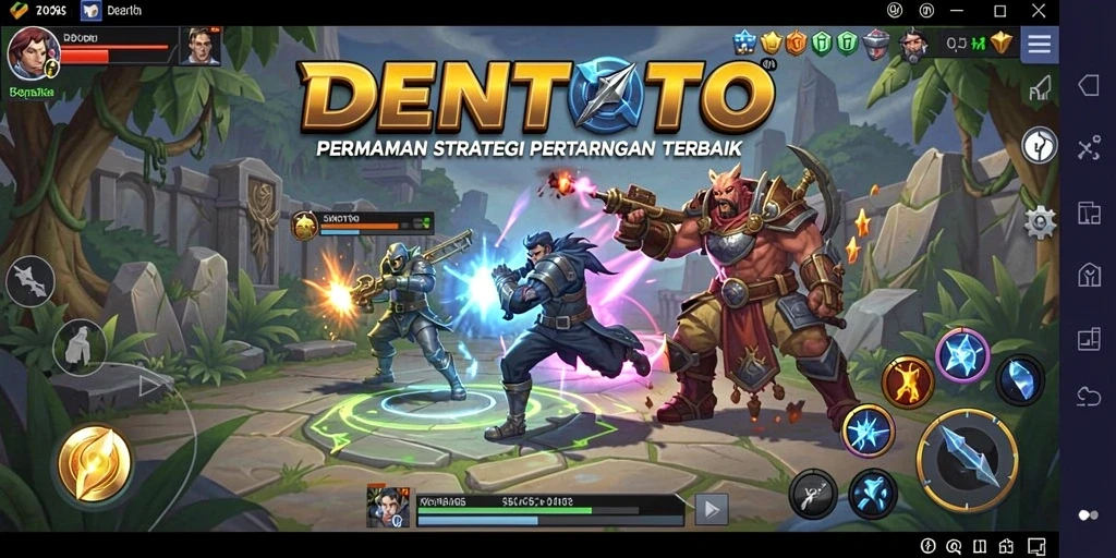 Gameplay mendalam DENTOTO dengan pertempuran seru.