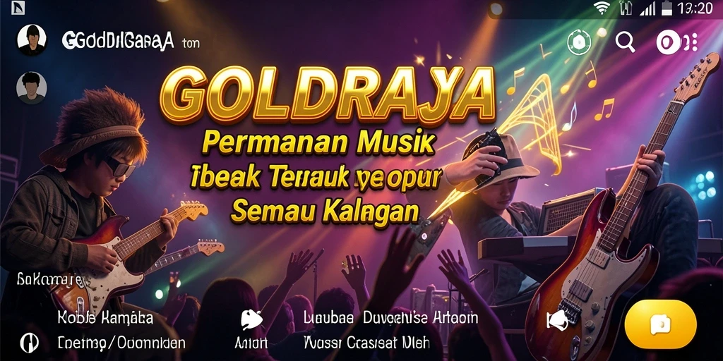 Tampilan gameplay interaktif dalam GOLDRAJA, menyuguhkan pengalaman musik menyenangkan.