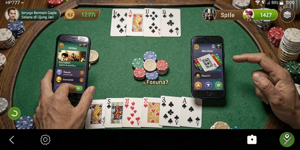 Screenshot HP777 menampilkan gameplay Gaple yang seru dan interaktif.