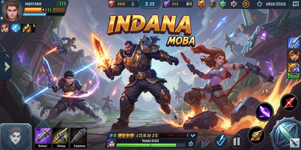 Tampilan gameplay seru dalam pertempuran MOBA.