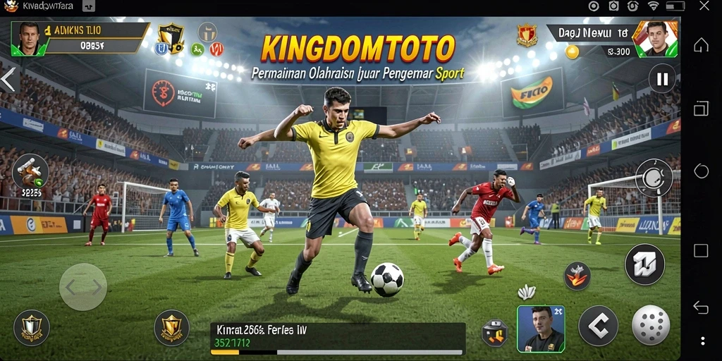 Screenshot KINGDOMTOTO menampilkan aksi seru dari permainan olahraga.