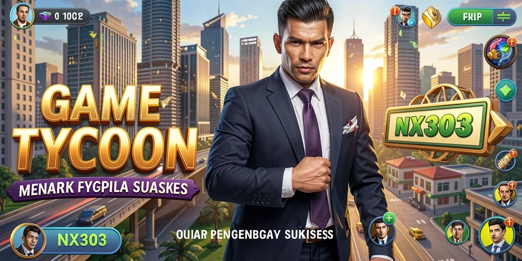 Screenshot gameplay NX303 menunjukkan pengelolaan bisnis yang dinamis dan menarik.
