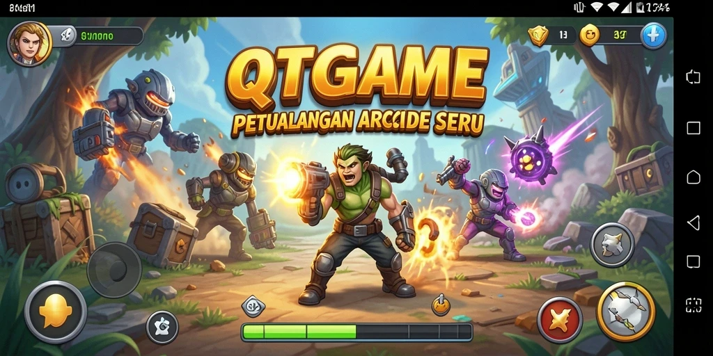 Tangkapan layar QTGAME menampilkan aksi gameplay Arcade yang seru.