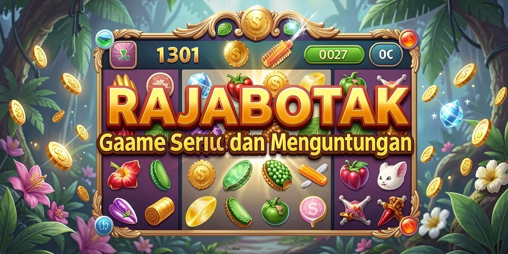 Gameplay seru RAJABOTAK dengan simbol dan animasi menarik.
