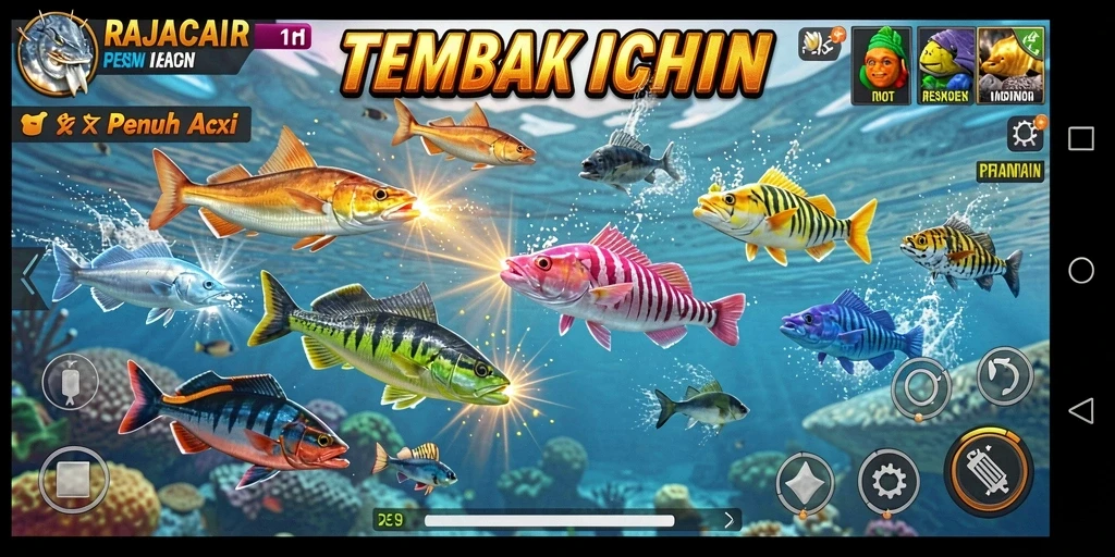 Tampilan menarik dari gameplay Tembak Ikan di RAJACAIR.