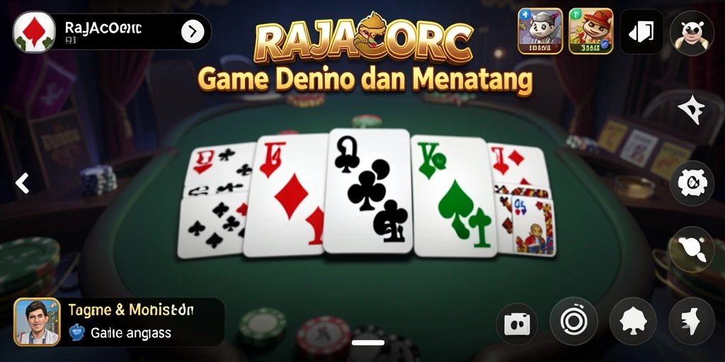 Tampilan gameplay seru dalam RAJACORC dengan domino yang menarik.