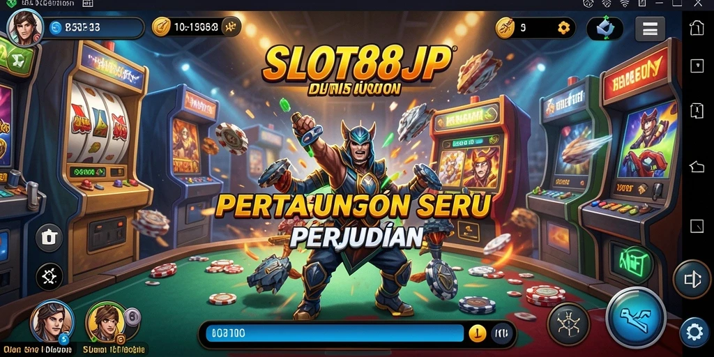 Screenshot gameplay <strong>SLOT88JP</strong> menunjukkan aksi pertarungan yang menegangkan dan karakter yang dinamis.