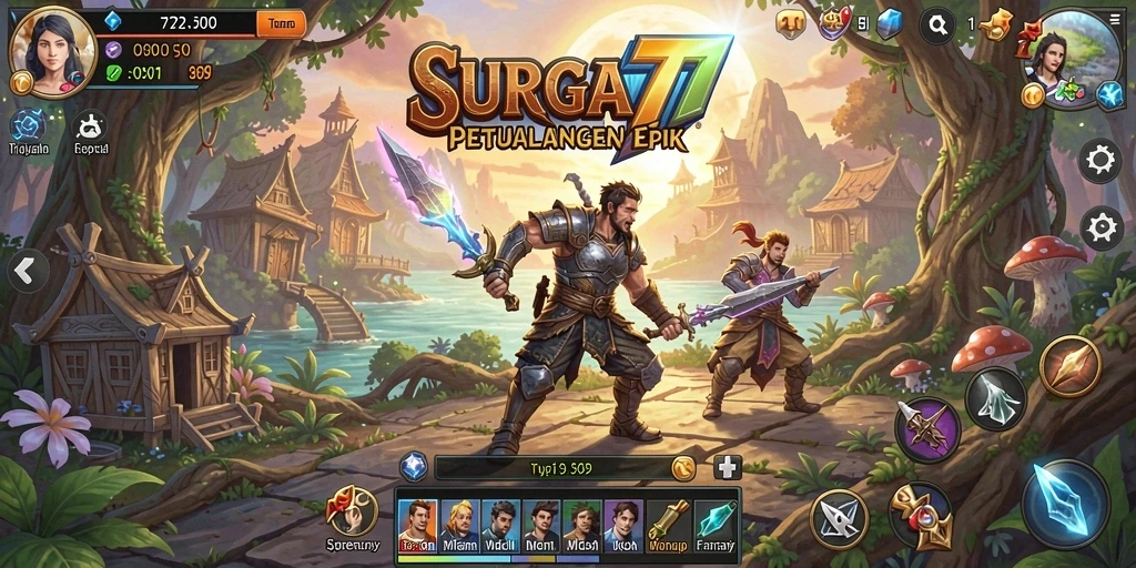 Tangkapan layar SURGA77 menampilkan aksi gameplay RPG yang mendebarkan.
