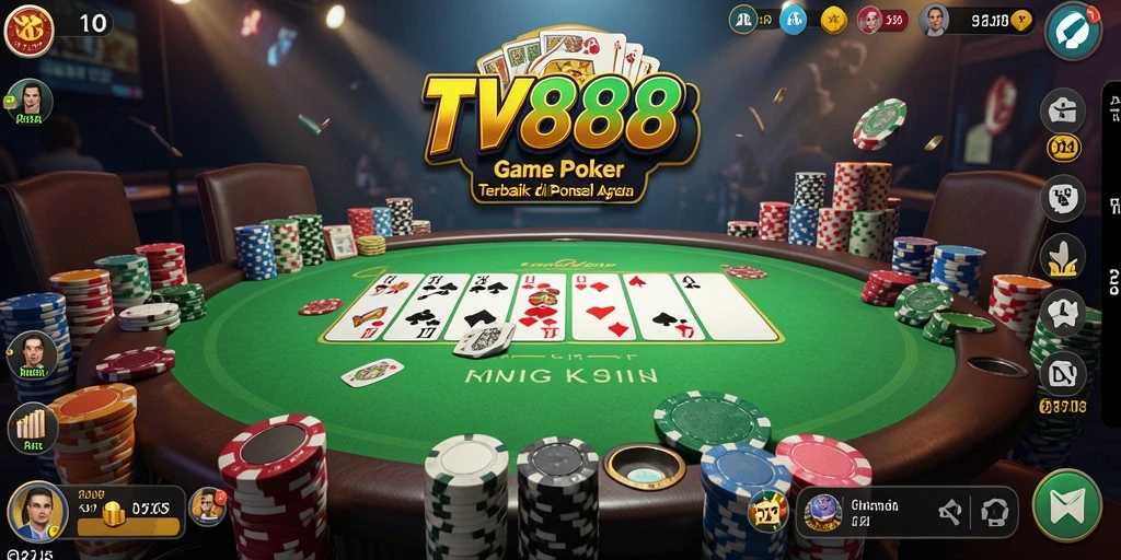 Screenshot TV888 menampilkan gameplay Poker yang seru dan kompetitif.