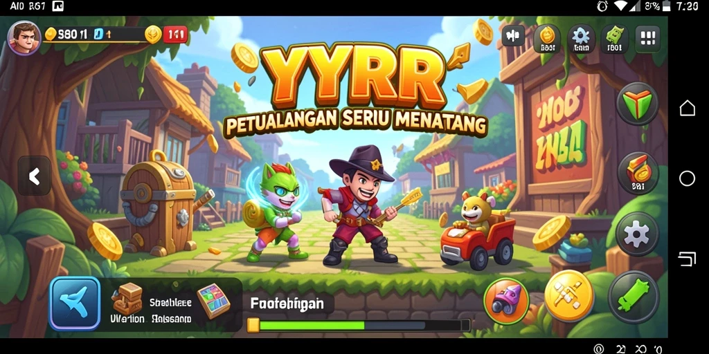 Tampilan gameplay seru dari game Arcade YYRR yang penuh warna dan tantangan.